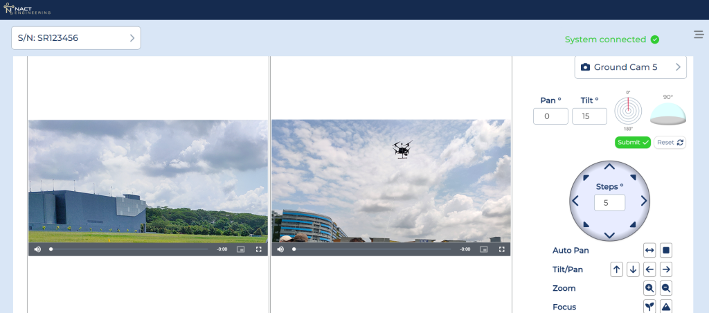 Experience the power of remotely accessing the drone's captivating aerial perspective while effortlessly monitoring and tracking its every movement and surroundings using an additional ground camera, all through the convenient Smart Tethers.com web control interface.